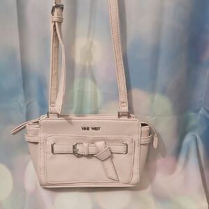 Nine West Light Cream Crossbody with Front Buckle